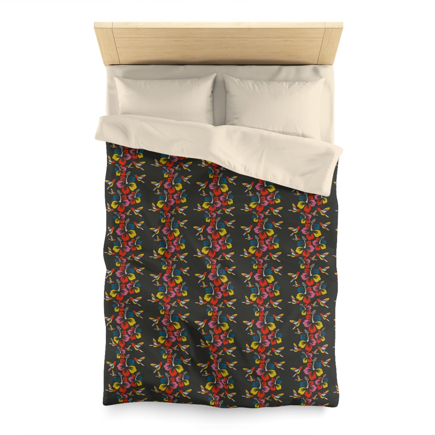Hummingbirds & Hibiscus Flowers Microfiber Duvet Cover