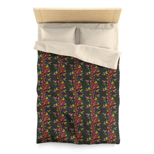 Hummingbirds & Hibiscus Flowers Microfiber Duvet Cover