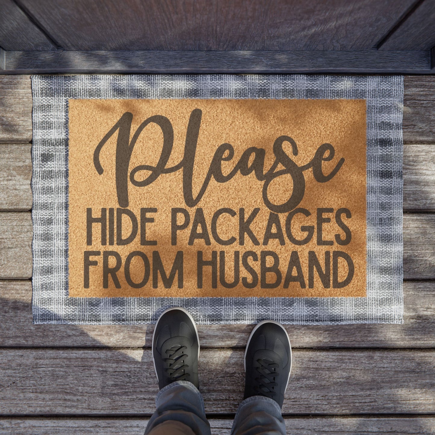 Please Hide Packages From Husband Coconut Fiber Doormat