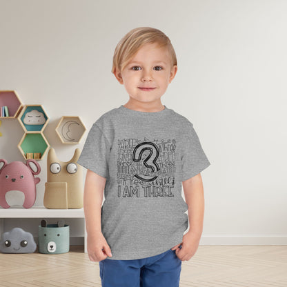I Am Three Typography Toddler Tee