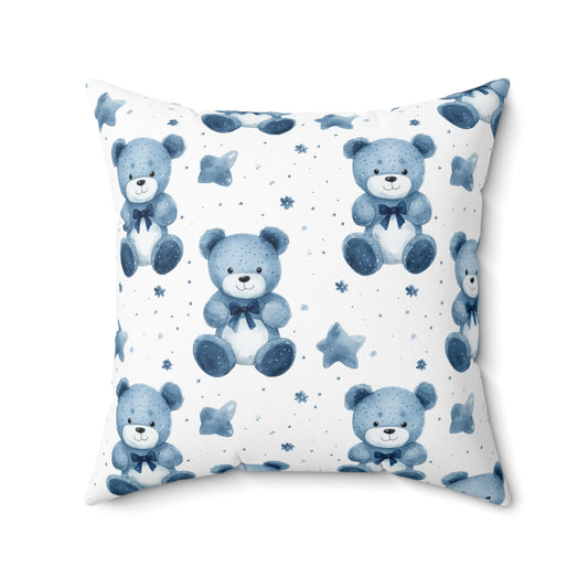 Blue Bear Hugs Throw Pillow