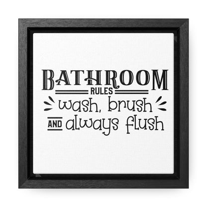 Bathroom Rules Canvas Wraps, Square Frame