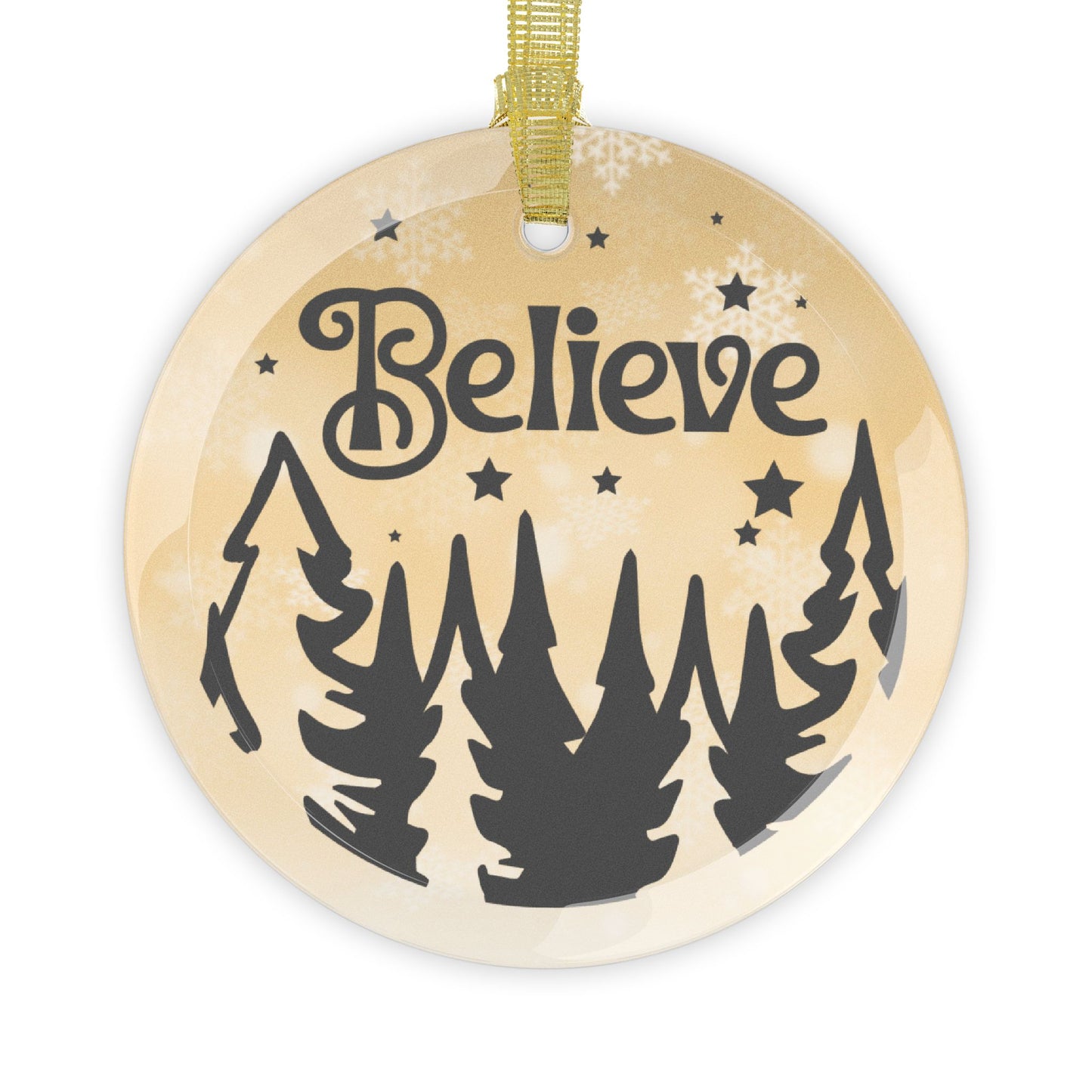 Believe 2 Glass Ornament