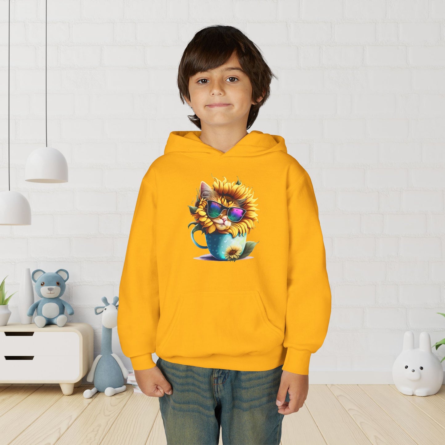 Cool Sunflower Kitten 1 Youth Hoodie