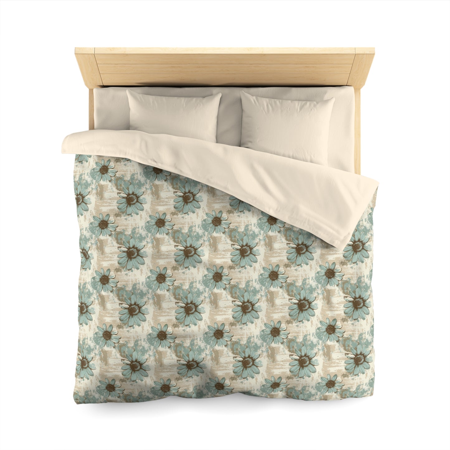 Rustic Teal Daisy Microfiber Duvet Cover