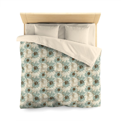 Rustic Teal Daisy Microfiber Duvet Cover