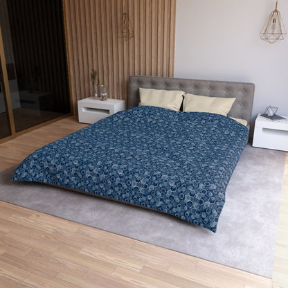 Blue Hexagons Microfiber Duvet Cover