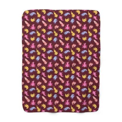 Crimson Axolotls Sherpa Fleece Blanket