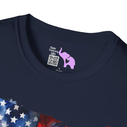 American-Shaped Flag Watercolor Adult T-Shirt