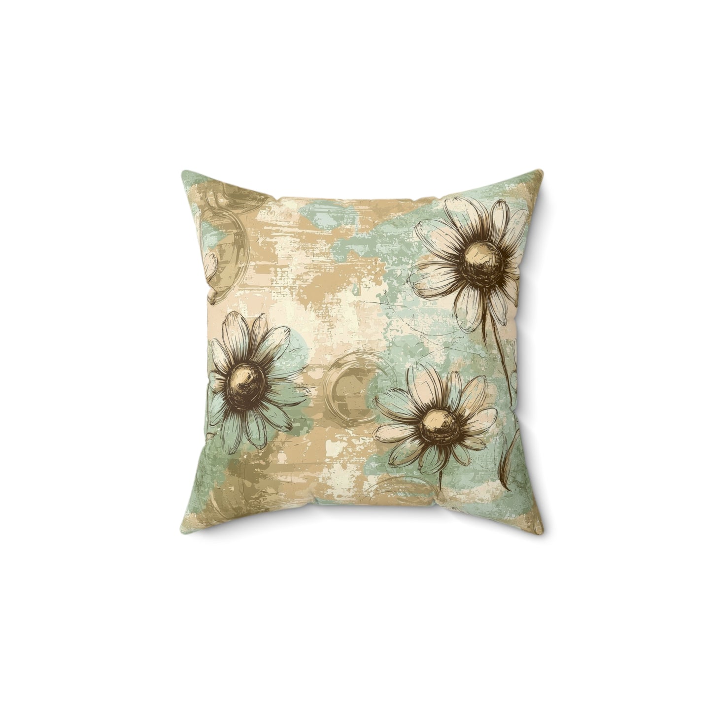 Worn Meadow Daisies Throw Pillow