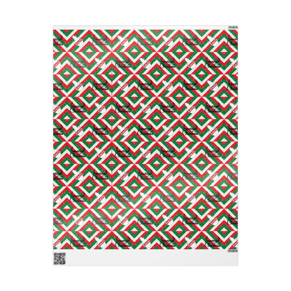 Red, White, & Green Snowman Custom Name Wrapping Paper (Emily)