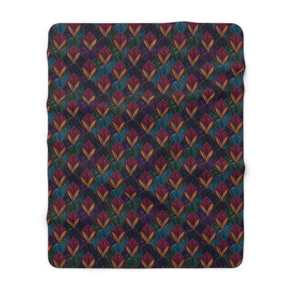 Velvet Night Garden Print Fleece Blanket