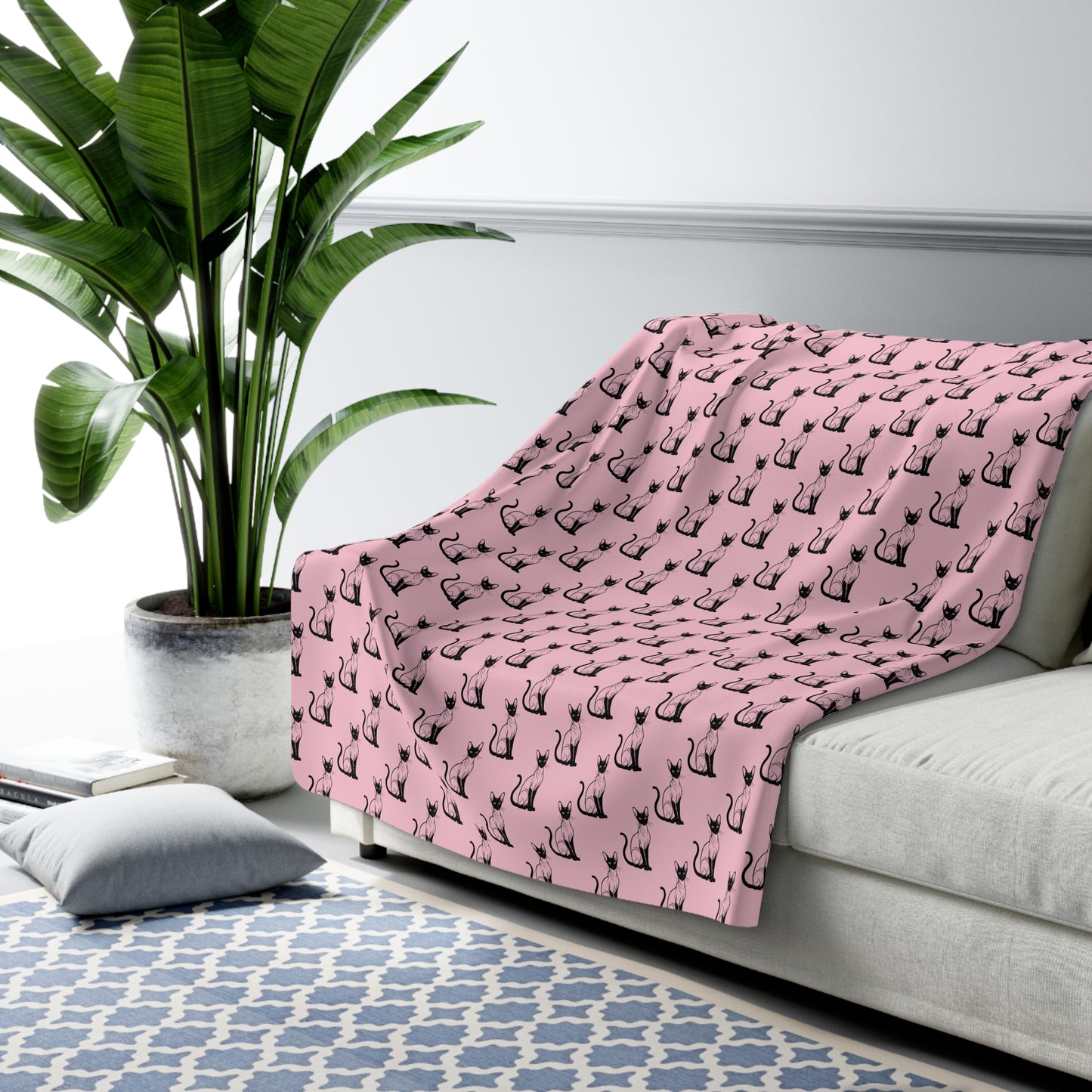 Siamese Charm – Pink Whisper Fleece Blanket