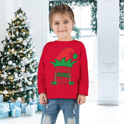 I'm The Festive Elf Toddler Long Sleeve Tee