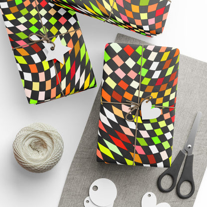 Warped Yellow/Green Checkered Wrapping Paper