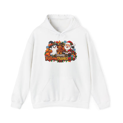 Happy Hallowthanksmas Shirt (Ghost/Turkey/Santa) Heavy Blend™ Adult Hoodie