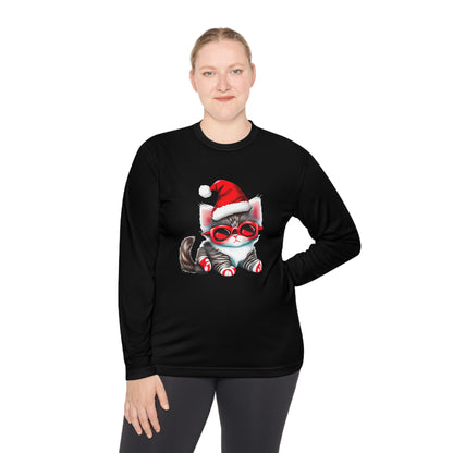 Santa Kitten Adult Long Sleeve Tee