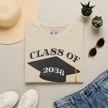 Class of 2038 Unisex Tshirt for 2026/27 First Grader (Style 2)