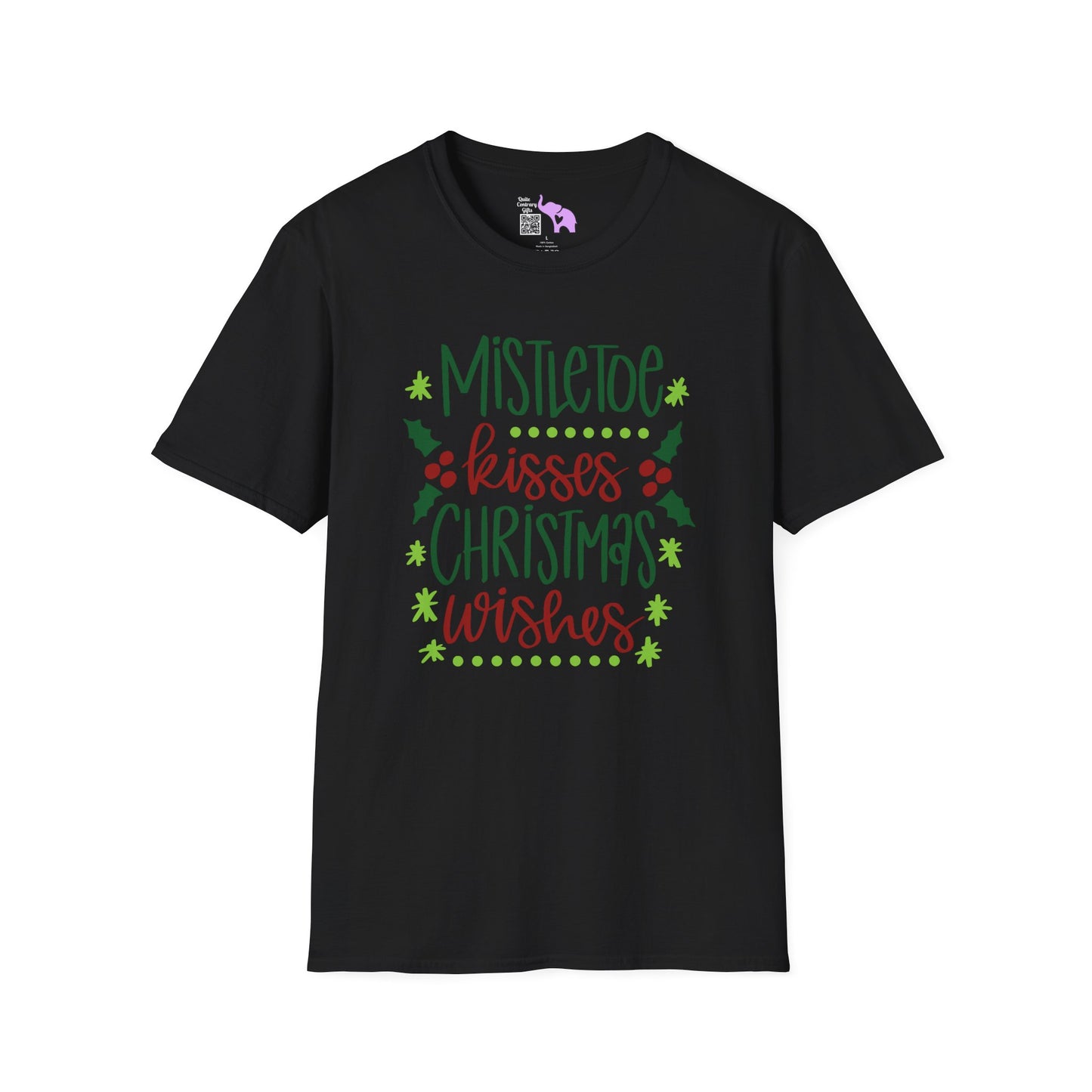Mistletoe Kisses Christmas Wishes Adult T-shirt