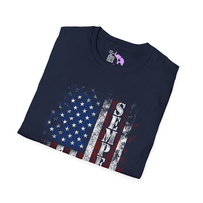 Semper Fi American Flag Adult T-Shirt