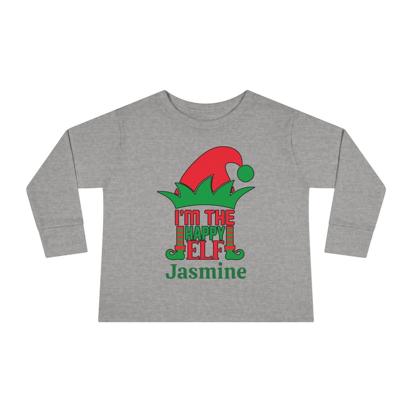 I'm the Happy Elf Personalized Toddler Long Sleeve Tee