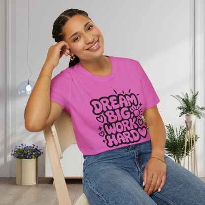 Dream Big Work Hard (Hearts) Adult T-shirt