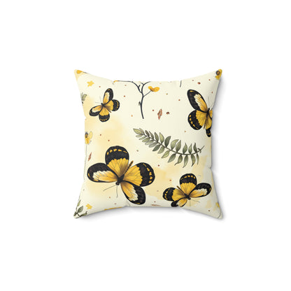 Sunlit Butterfly Bloom Throw Pillow