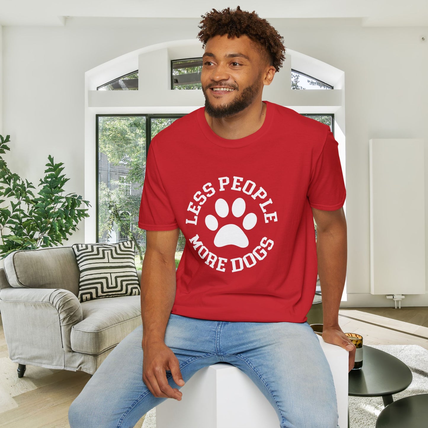 Less People More Dogs Adult T-shirt