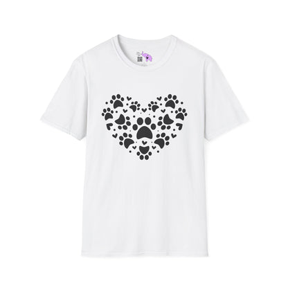 Paw Print Heart Adult T-shirt