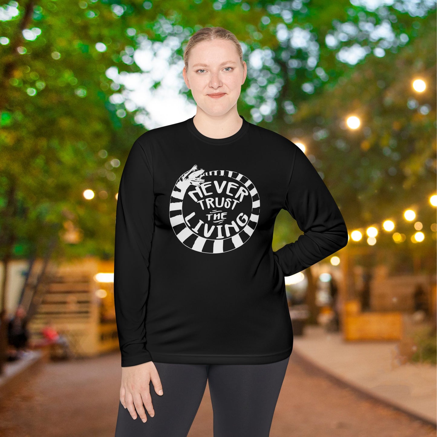 Never Trust The Living Beetlejuice Adult Long Sleeve Tee