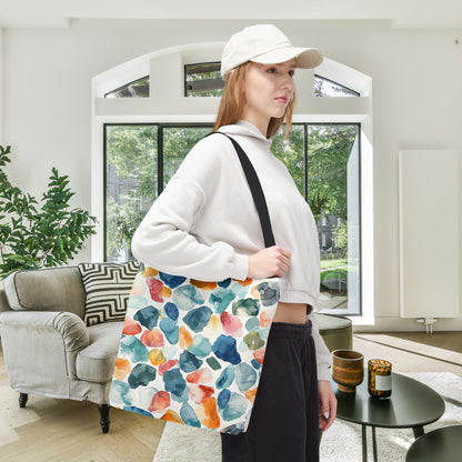 Watercolor Pebble Terrazzo Canvas Tote Bag