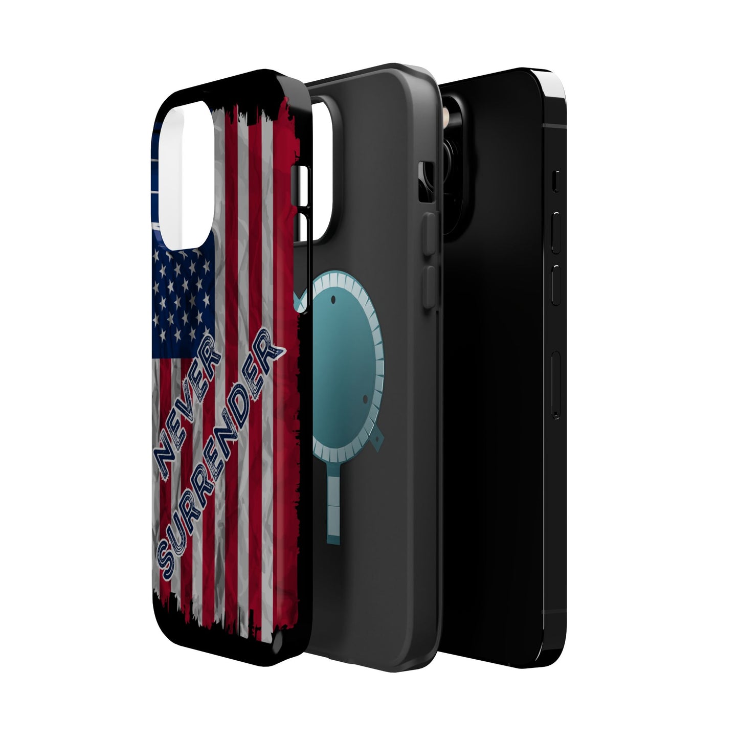 Never Surrender American Flag MagSafe® Compatible Tough Case for iPhone