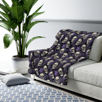 Midnight Lavender Skulls Fleece Blanket