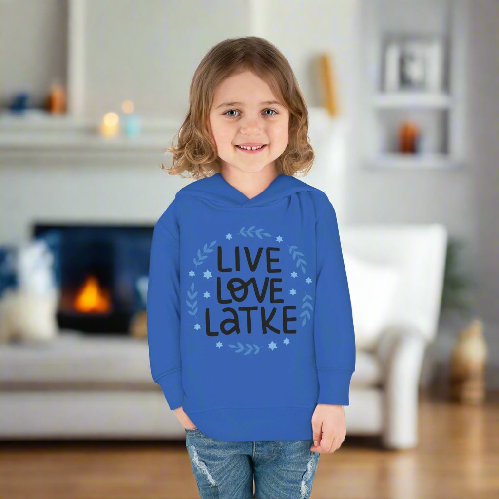 Hanukkah Live Love Latkes Toddler Pullover Fleece Hoodie