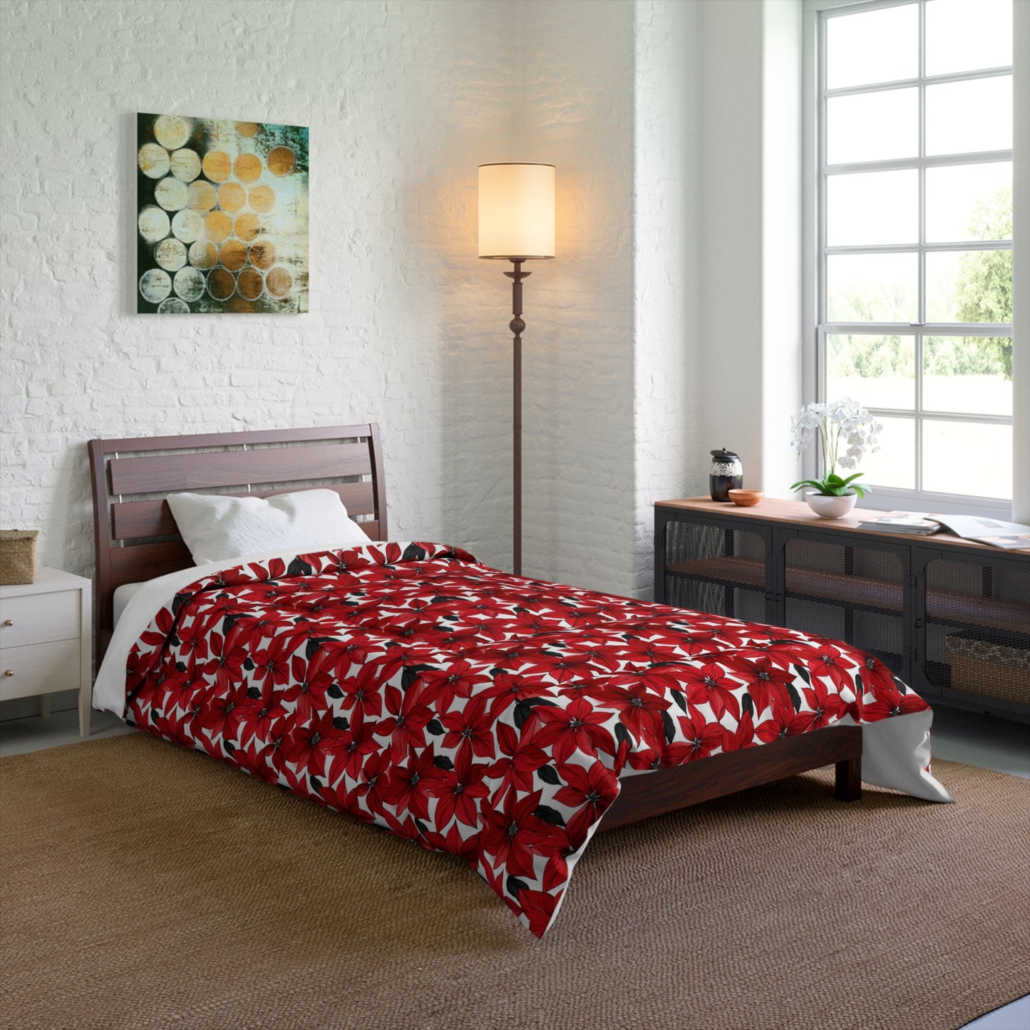 Inked Poinsettias Sketch Comforter