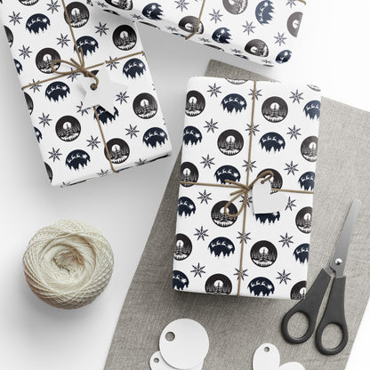 Round Christmas Nights Silhouette Wrapping Paper