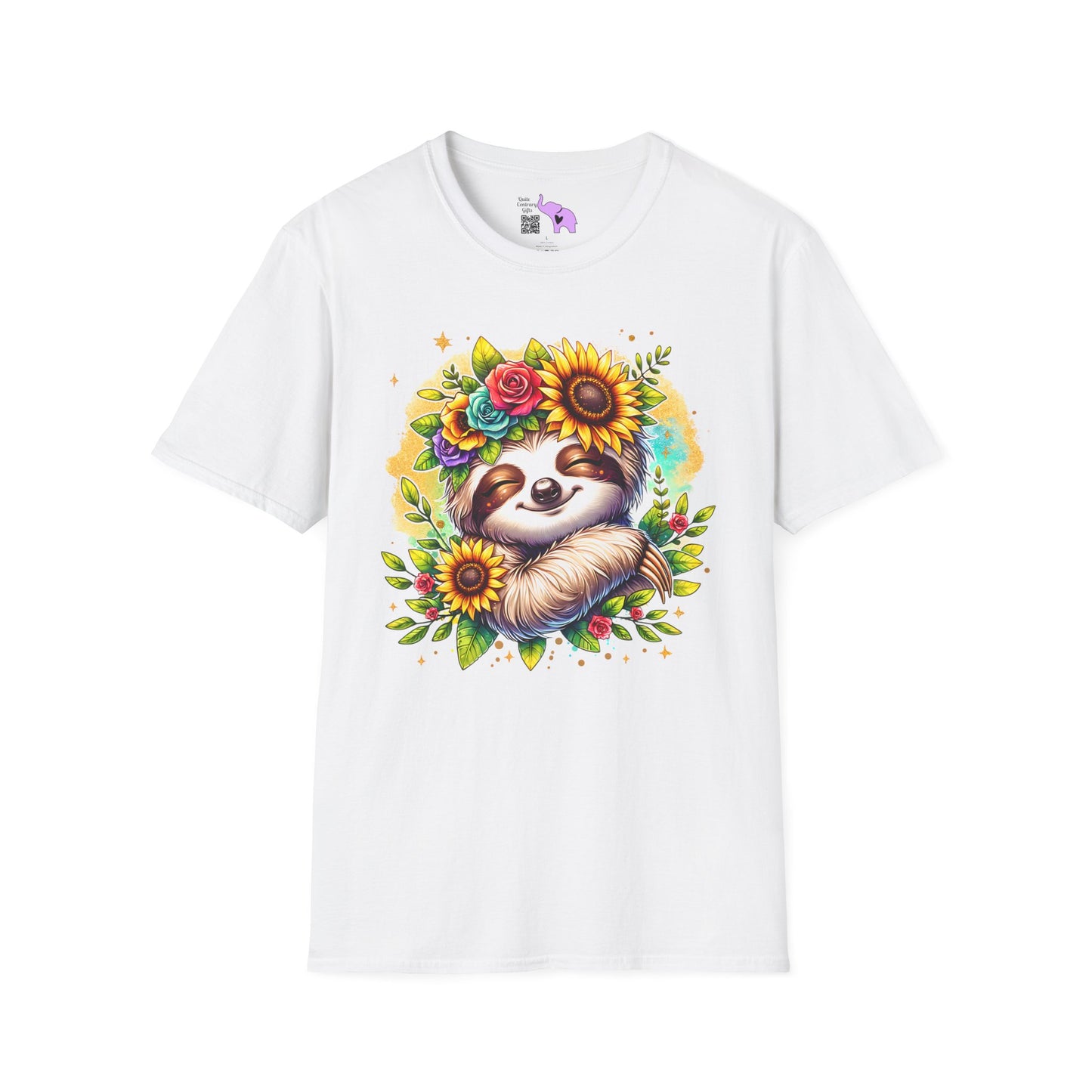 Flowery Sloth Adult T-shirt