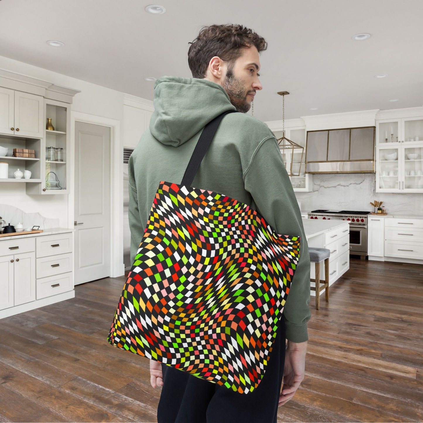 Warped Yellow/Green Checkered Canvas Tote Bag