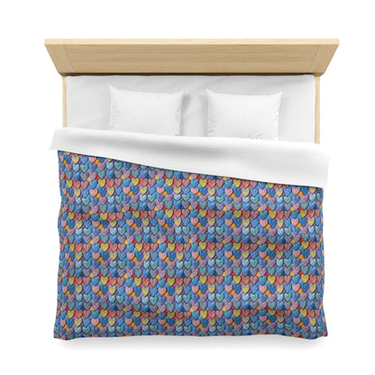 Color Pop Leather Hearts Microfiber Duvet Cover