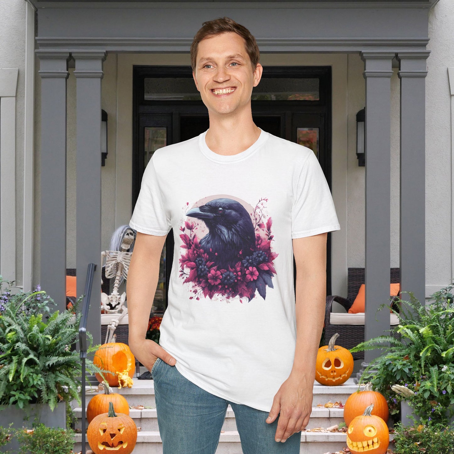 Floral Raven Adult T-shirt