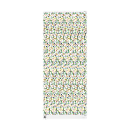 Birthday Dinosaur (White) Custom Name Wrapping Paper (Leonardo)