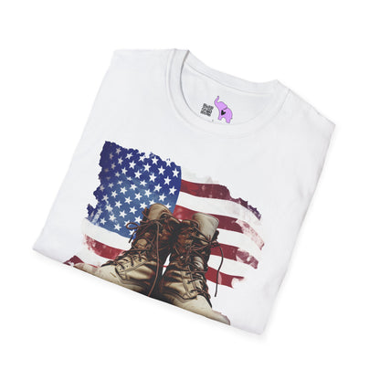 American Flag & Boots Adult T-shirt