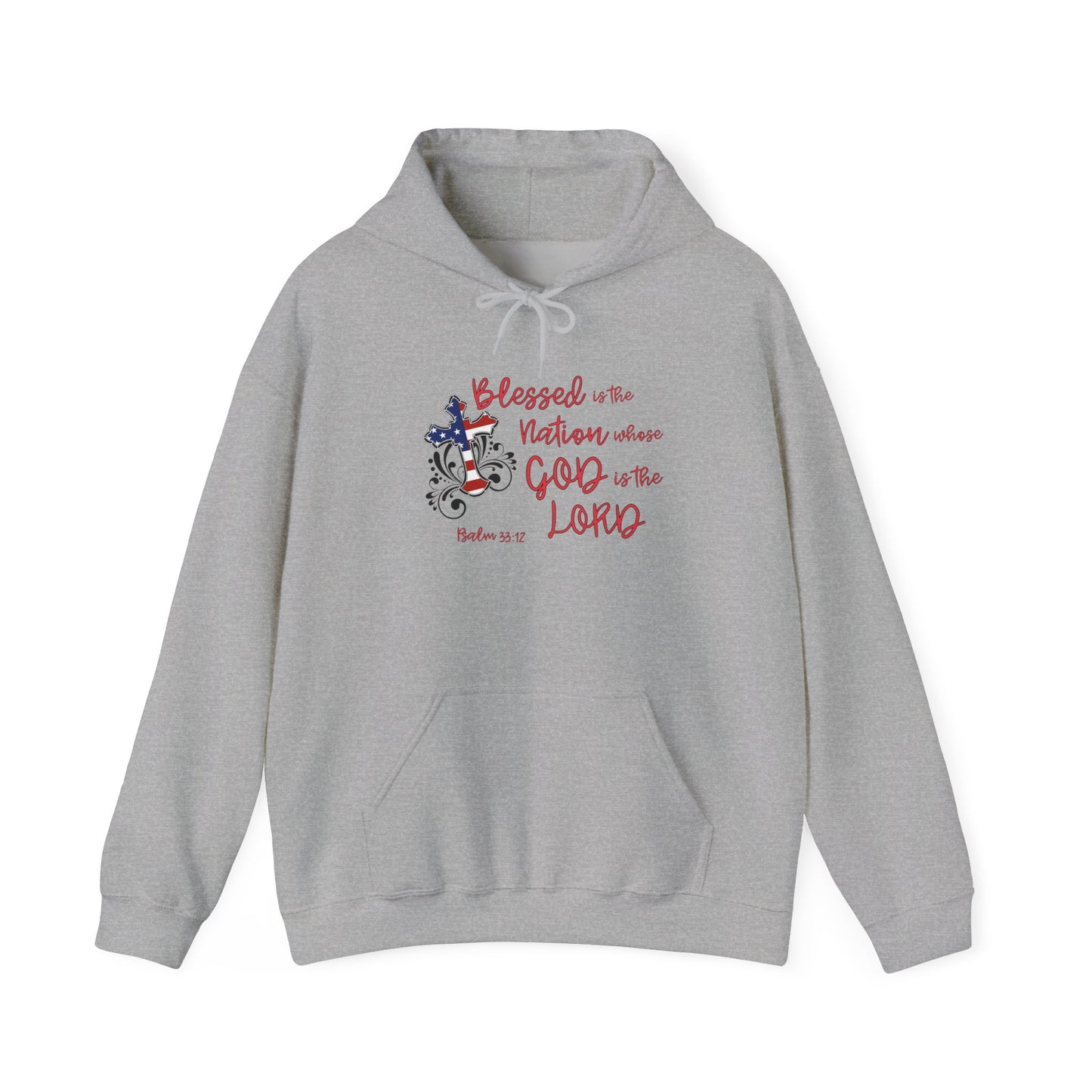 Blessed Is The Nation Whose God Is The Lord Heavy Blend™ Hooded Sweatshirt
