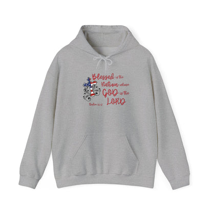 Blessed Is The Nation Whose God Is The Lord Heavy Blend™ Hooded Sweatshirt
