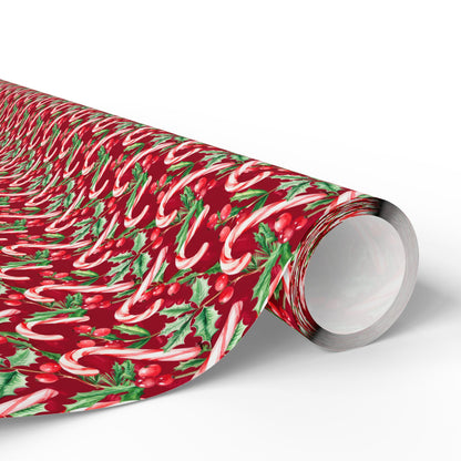 Holiday Cane Craze Wreaths Wrapping Paper
