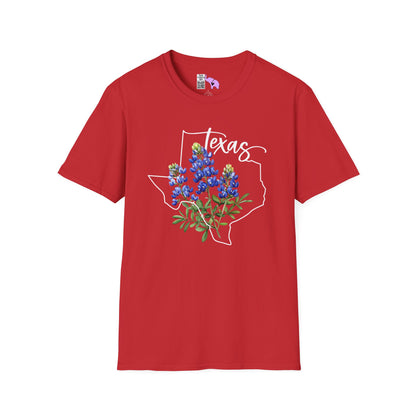 Texas Bluebonnets Outline Adult T-shirt