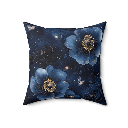 Midnight Sky Blossoms Throw Pillow