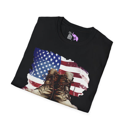 American Flag & Boots Adult T-shirt