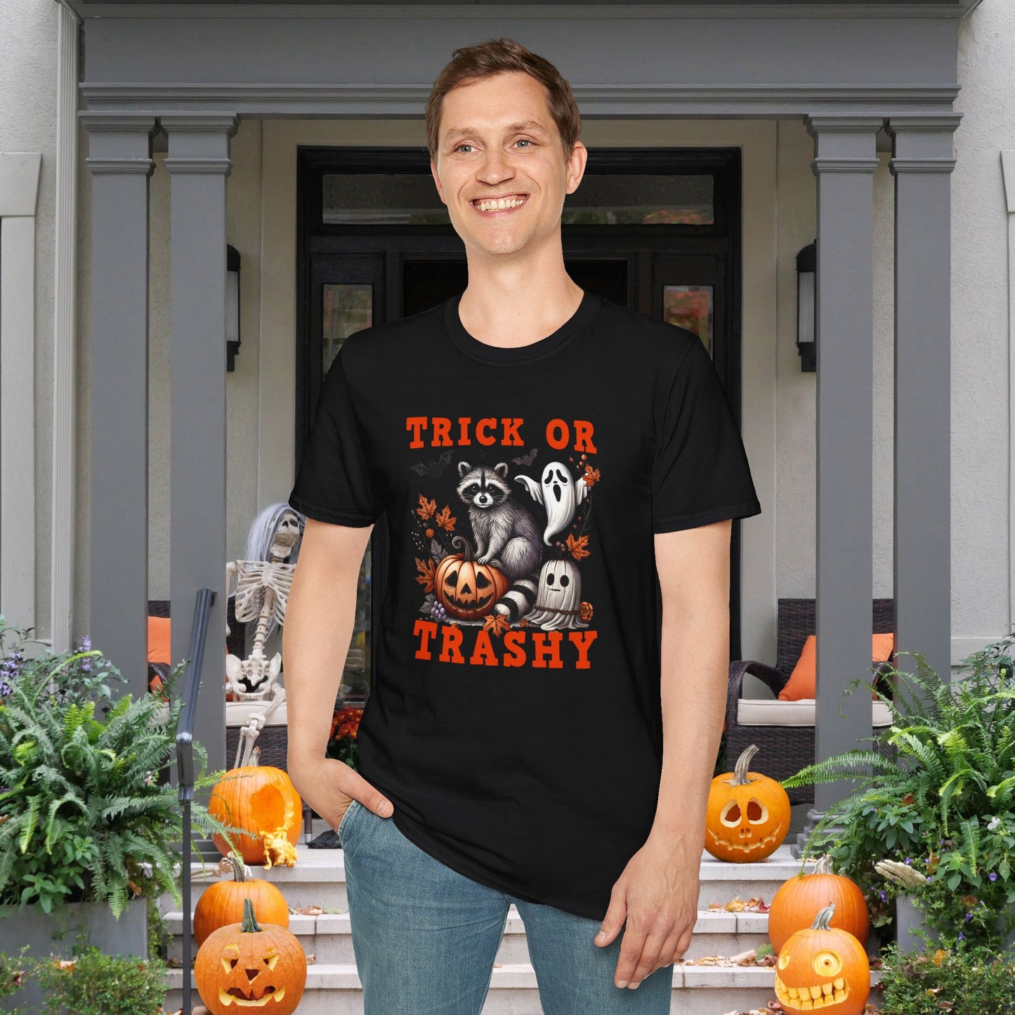 Trick or Trashy Racoon Adult T-shirt