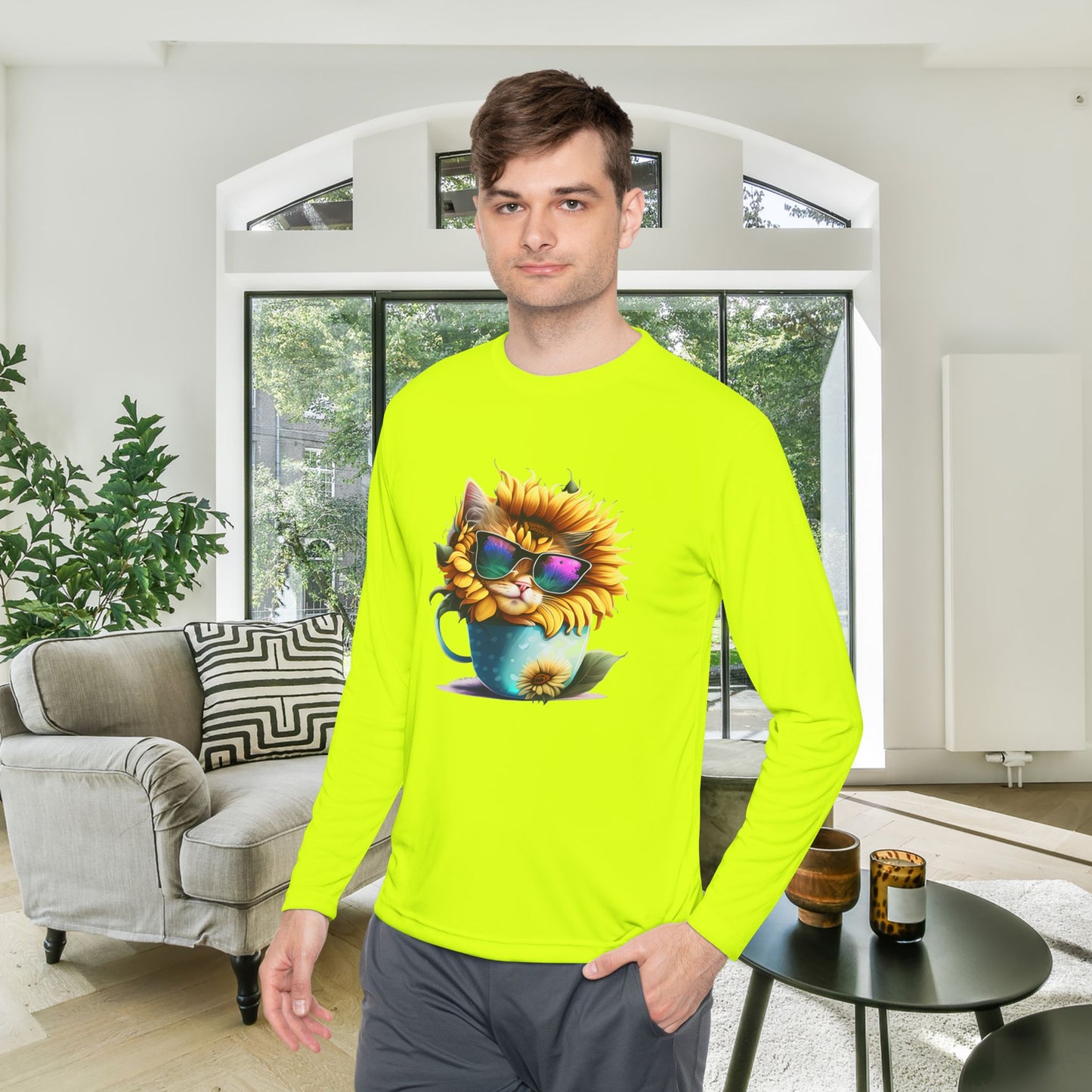Cool Sunflower Kitten 1 Adult Long Sleeve Tee